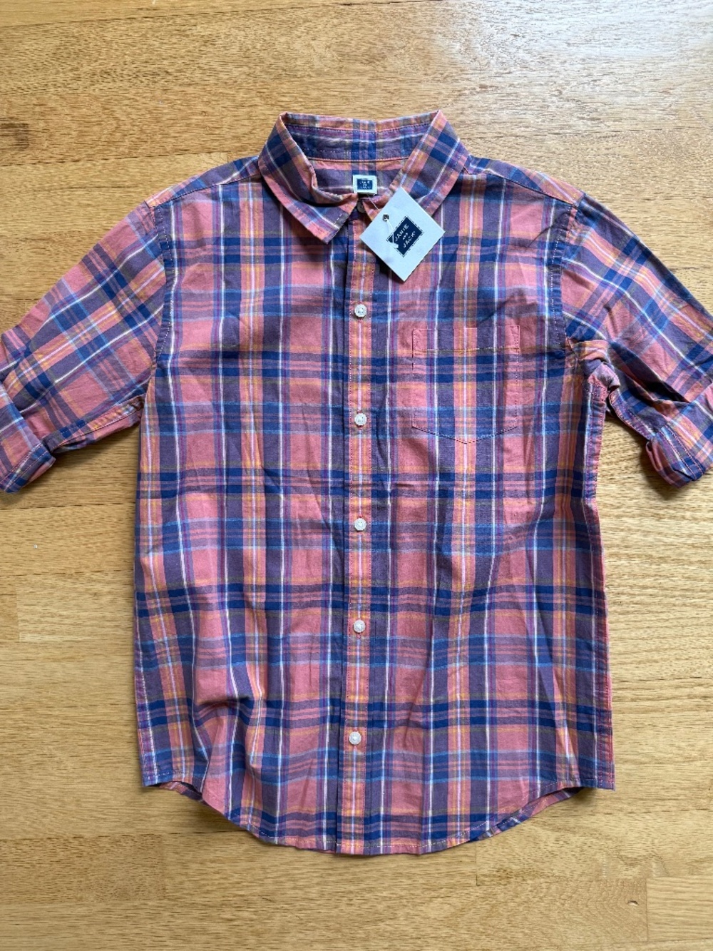 Janie and Jack Boys size 8 Spring short Sleeve Plaid Summer Shirt